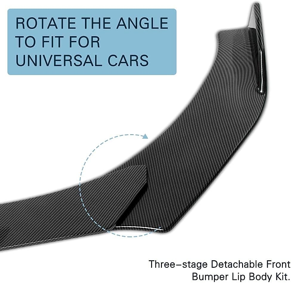 DREAMIZER Universal Front Bumper Lip Strut Rod Spoiler Wing Wide Body Kit Spoiler with Adjustable 8"-11" Support Splitter Rods (Black) - Round Corner - Image 13