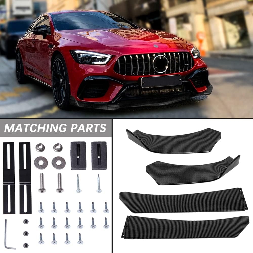 DREAMIZER Universal Front Bumper Lip Strut Rod Spoiler Wing Wide Body Kit Spoiler with Adjustable 8"-11" Support Splitter Rods (Black) - Round Corner - Image 14