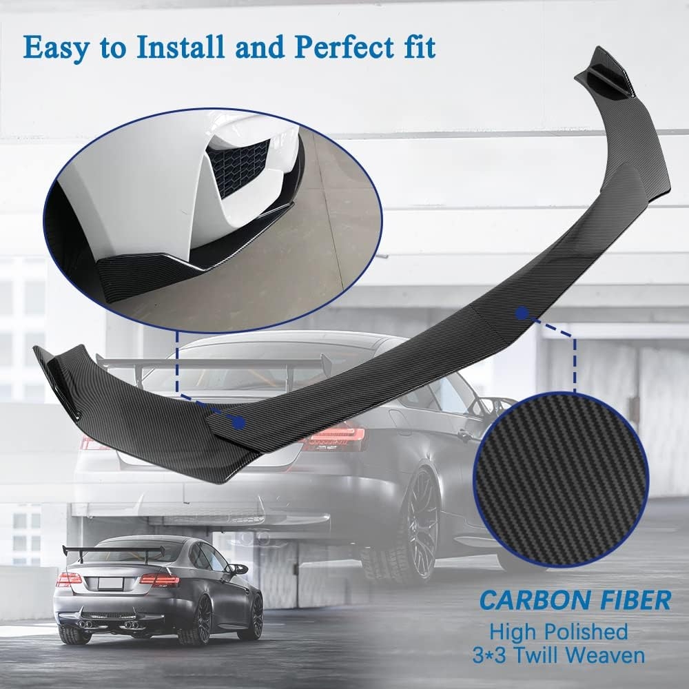 DREAMIZER Universal Front Bumper Lip Strut Rod Spoiler Wing Wide Body Kit Spoiler with Adjustable 8"-11" Support Splitter Rods (Black) - Round Corner - Image 17