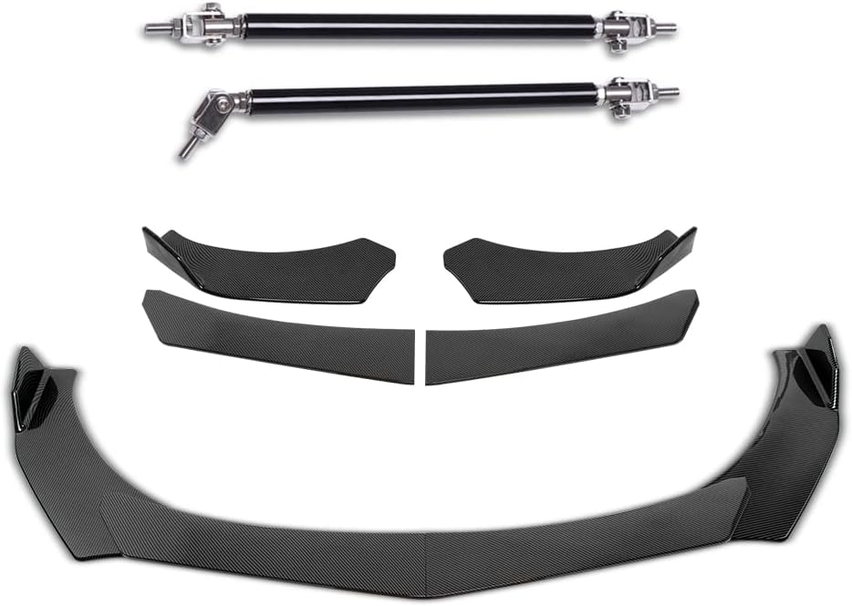 DREAMIZER Universal Front Bumper Lip Strut Rod Spoiler Wing Wide Body Kit Spoiler with Adjustable 8"-11" Support Splitter Rods (Black) - Round Corner - Image 19