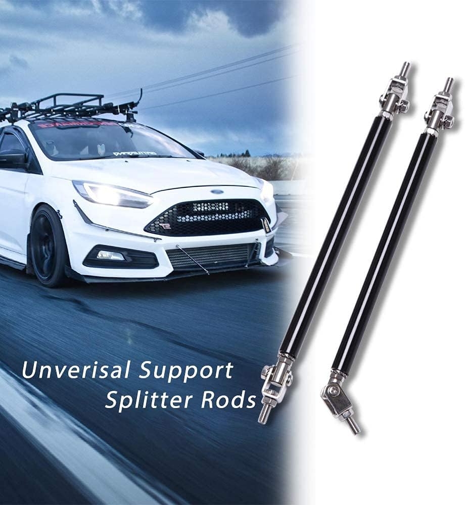 DREAMIZER Universal Front Bumper Lip Strut Rod Spoiler Wing Wide Body Kit Spoiler with Adjustable 8"-11" Support Splitter Rods (Black) - Round Corner - Image 41