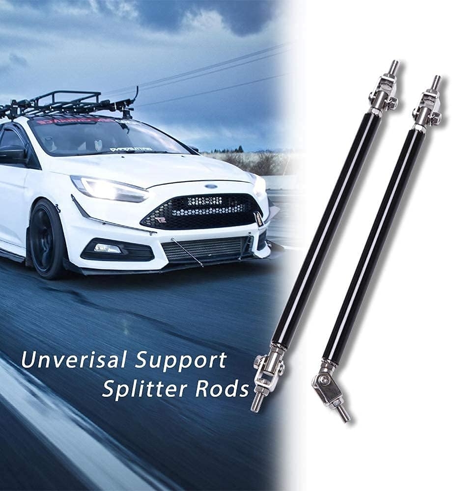 DREAMIZER Universal Front Bumper Lip Strut Rod Spoiler Wing Wide Body Kit Spoiler with Adjustable 8"-11" Support Splitter Rods (Black) - Round Corner - Image 45