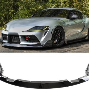 3 Pieces Front Lip for Toyota Supra A90 A91 2020-2024 Add-0n Front Bumper Spoiler Diffuser Splitter ABS Plastic (Glossy Black)