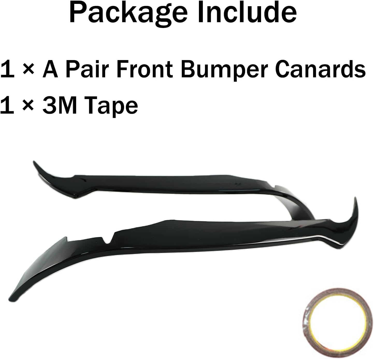 A Pair Canards Front Bumper for Chevrolet Corvette C8 Stingray/Z51 2020-2024 Front Bumper Spoiler Splitter Side Dive Plane Air Vent Fins Intake Grill Inserts ABS Plastic (Glossy Black) - Image 2