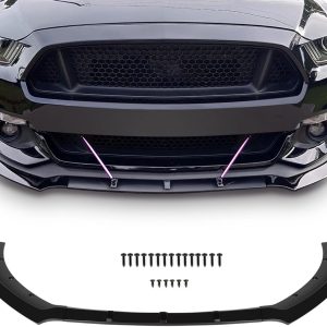 SCITOO Plastic Front Lip Spoiler Fits for 2015-2017 for Ford for Mustang Glossy Black Front Bumper Lip