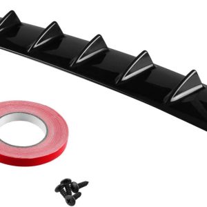 RULLINE 33.5″ x5.2″ Universal Rear Bumper Lip Diffuser Car Rear Bumper Chassis Black Spoiler Shark Fin 7 Wing Glossy Black ABS
