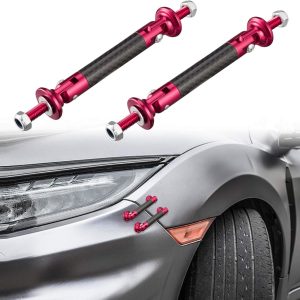 TOMALL 2 Pcs 45mm Car Adjustable Front/Rear Bumper Lip Splitter Support Strut Rod Carbon Fiber Red Universal Auto Bumper Fasteners Lever (Carbon Fiber Red)