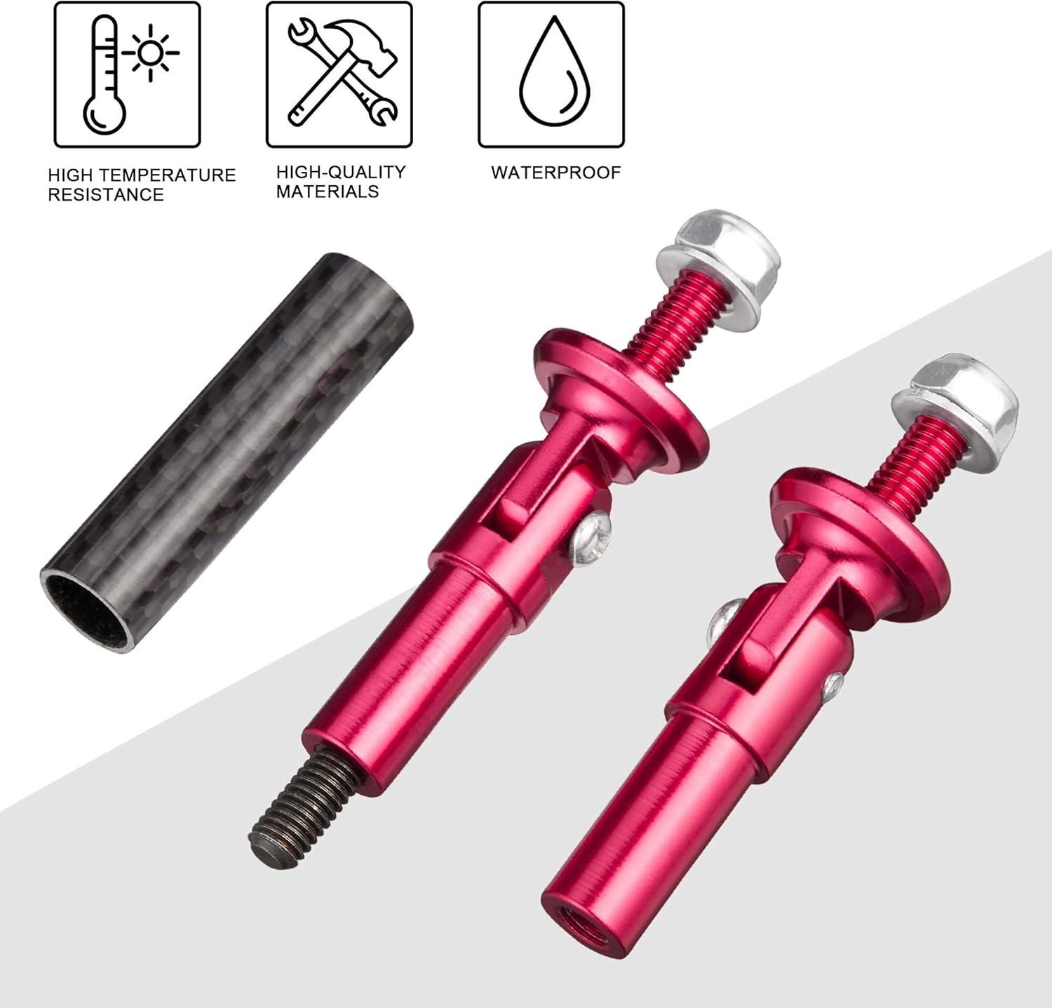 TOMALL 2 Pcs 45mm Car Adjustable Front/Rear Bumper Lip Splitter Support Strut Rod Carbon Fiber Red Universal Auto Bumper Fasteners Lever (Carbon Fiber Red) - Image 3