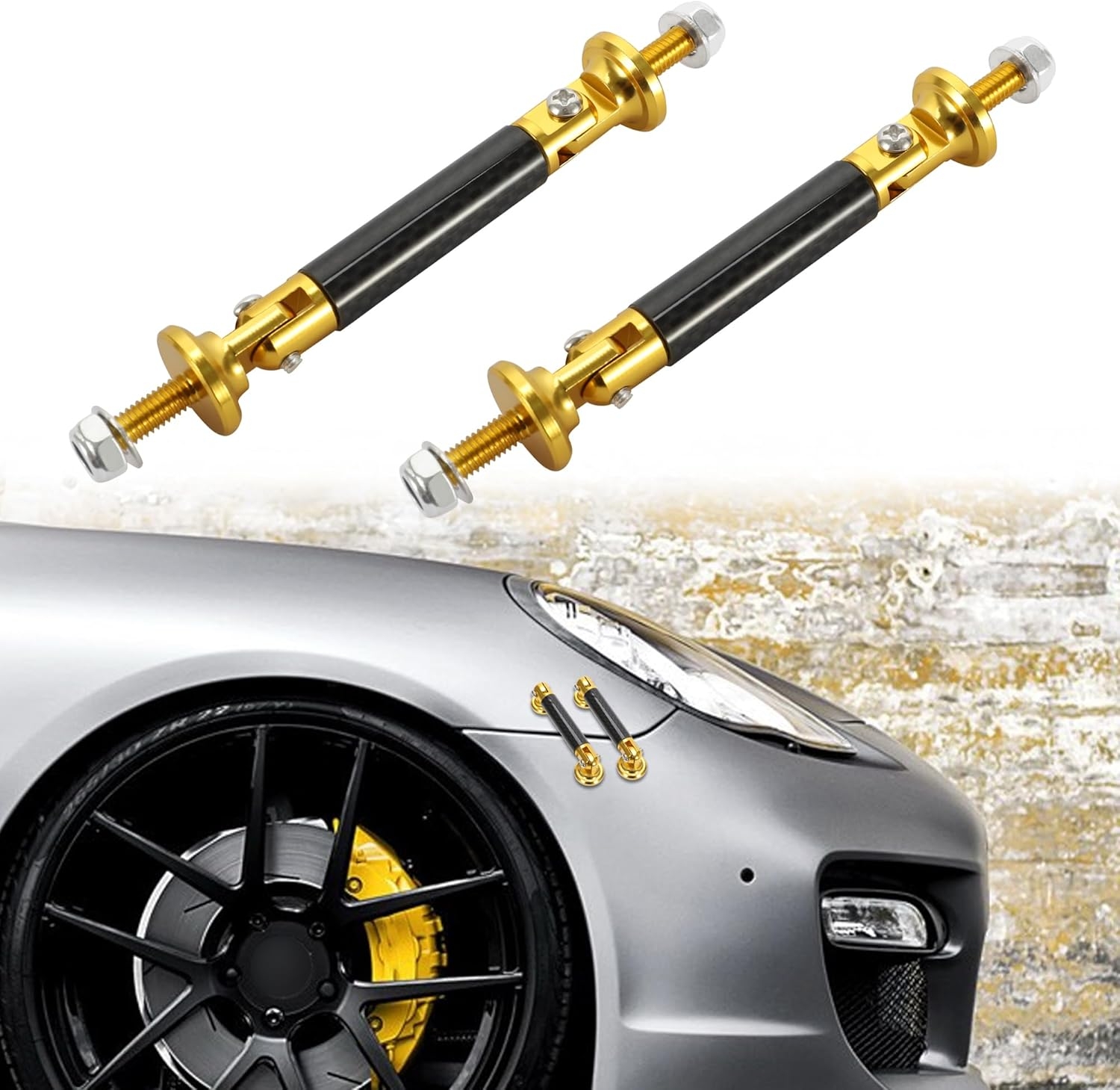 TOMALL 2 Pcs 45mm Car Adjustable Front/Rear Bumper Lip Splitter Support Strut Rod Carbon Fiber Red Universal Auto Bumper Fasteners Lever (Carbon Fiber Red) - Image 7