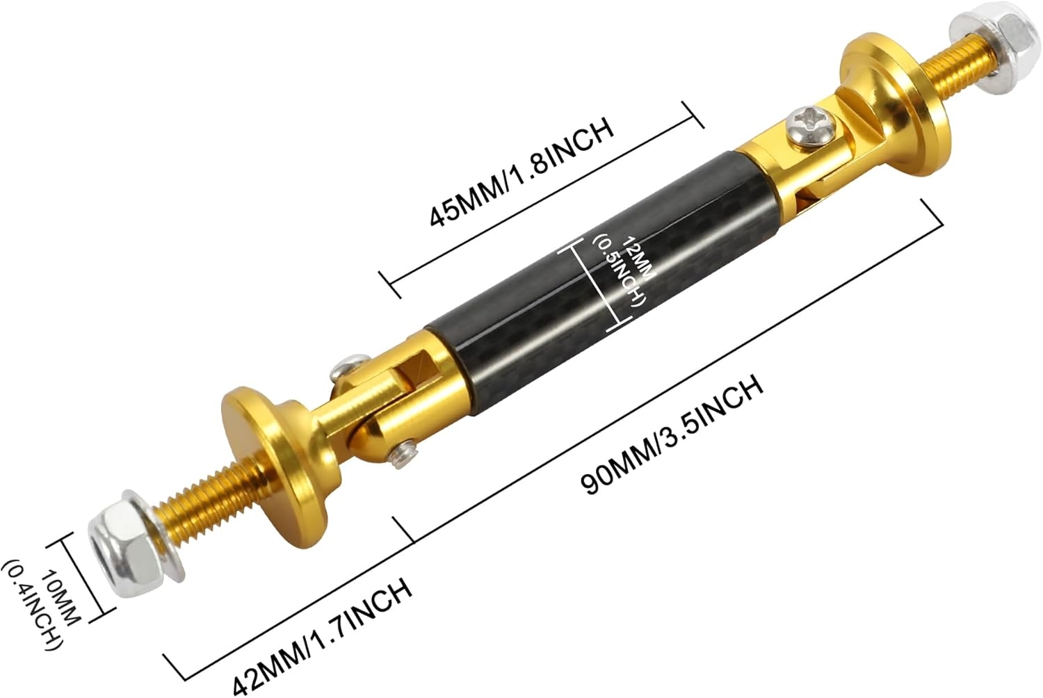 TOMALL 2 Pcs 45mm Car Adjustable Front/Rear Bumper Lip Splitter Support Strut Rod Carbon Fiber Red Universal Auto Bumper Fasteners Lever (Carbon Fiber Red) - Image 8