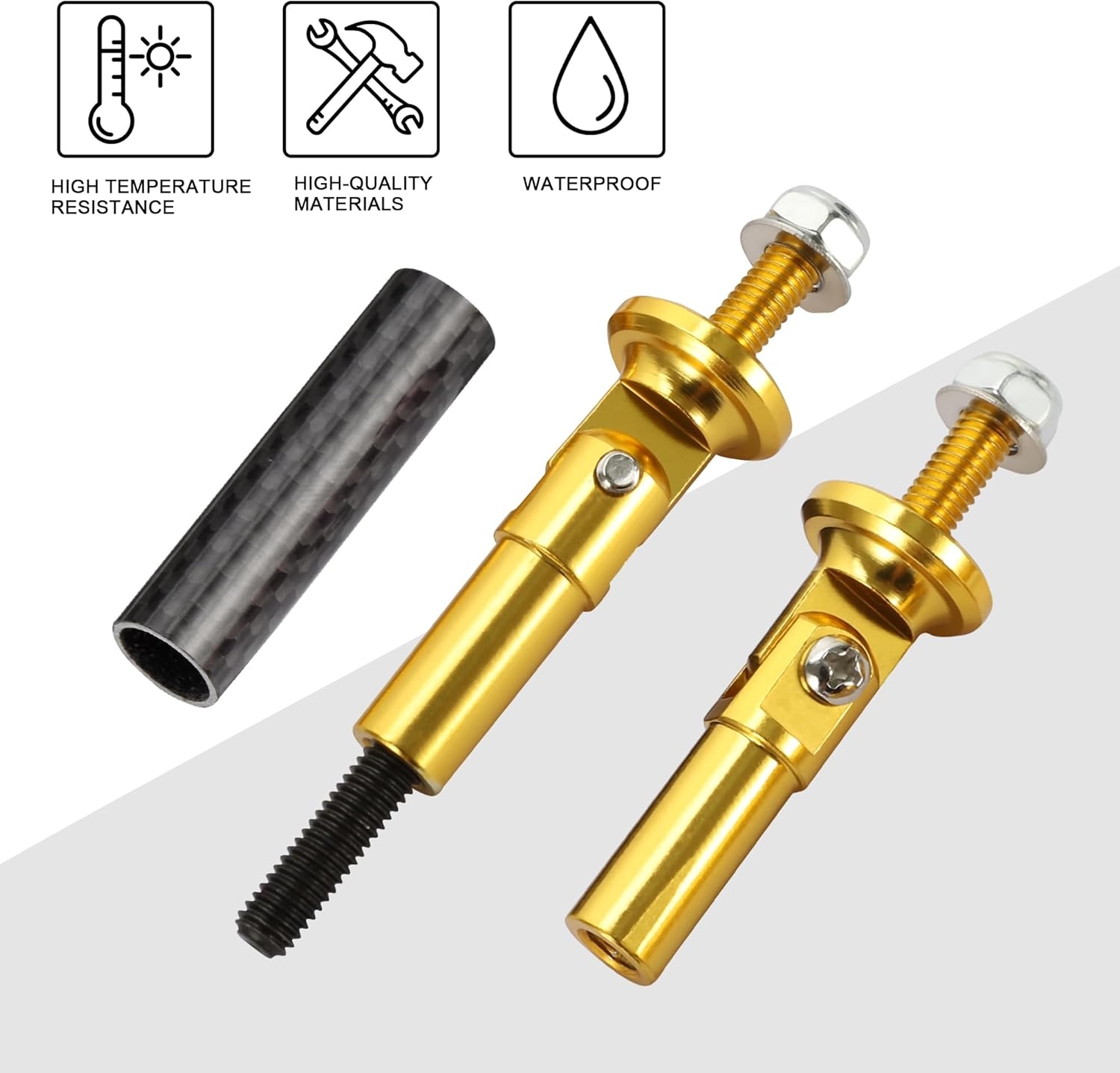 TOMALL 2 Pcs 45mm Car Adjustable Front/Rear Bumper Lip Splitter Support Strut Rod Carbon Fiber Red Universal Auto Bumper Fasteners Lever (Carbon Fiber Red) - Image 9