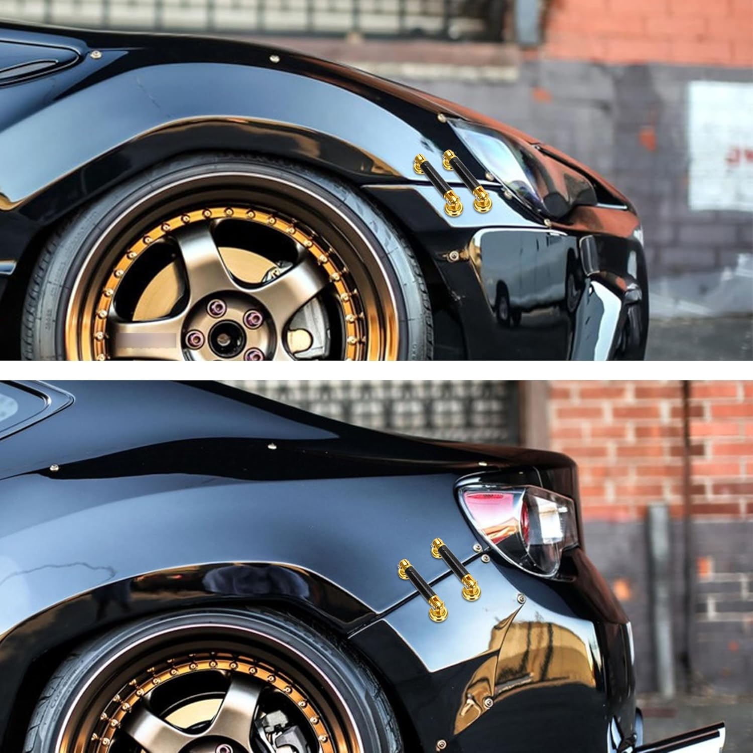 TOMALL 2 Pcs 45mm Car Adjustable Front/Rear Bumper Lip Splitter Support Strut Rod Carbon Fiber Red Universal Auto Bumper Fasteners Lever (Carbon Fiber Red) - Image 11