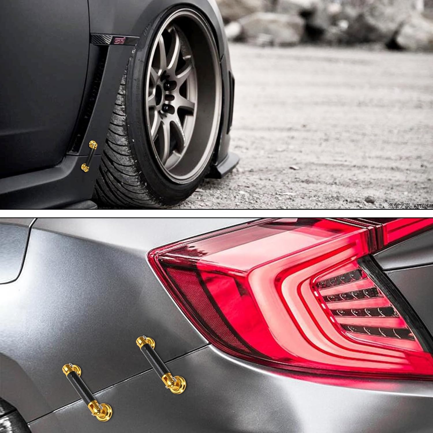 TOMALL 2 Pcs 45mm Car Adjustable Front/Rear Bumper Lip Splitter Support Strut Rod Carbon Fiber Red Universal Auto Bumper Fasteners Lever (Carbon Fiber Red) - Image 12