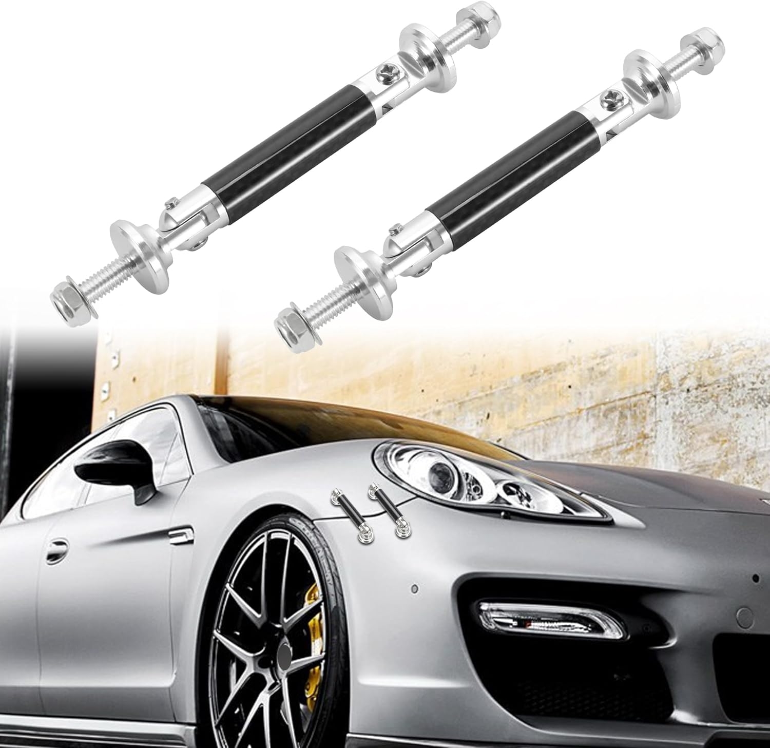 TOMALL 2 Pcs 45mm Car Adjustable Front/Rear Bumper Lip Splitter Support Strut Rod Carbon Fiber Red Universal Auto Bumper Fasteners Lever (Carbon Fiber Red) - Image 14