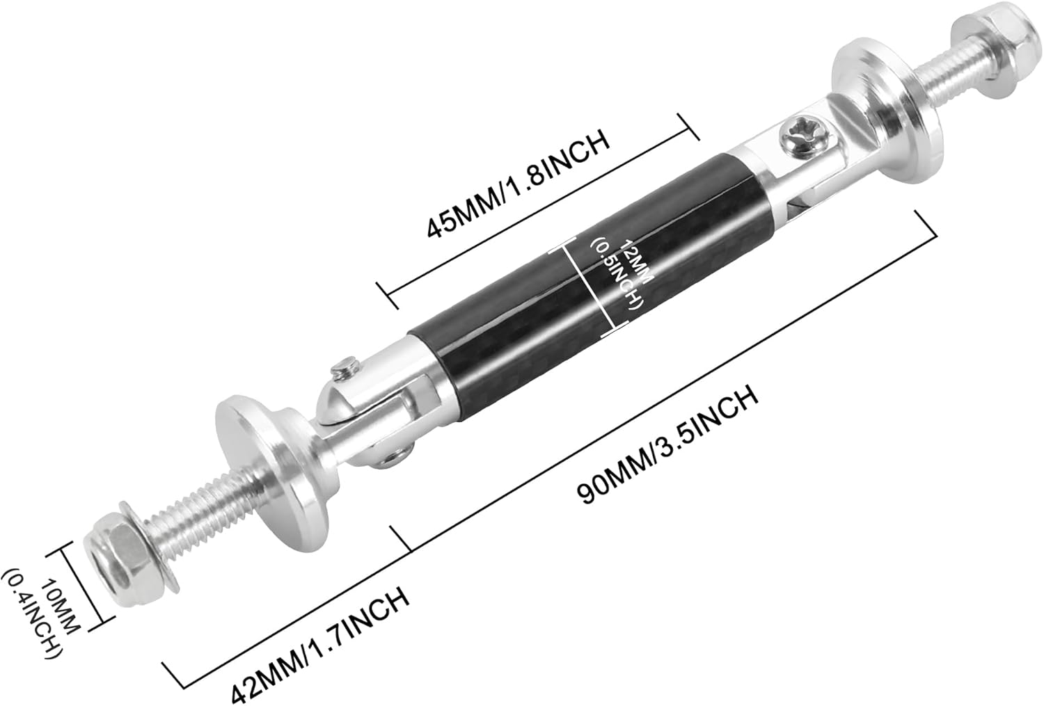 TOMALL 2 Pcs 45mm Car Adjustable Front/Rear Bumper Lip Splitter Support Strut Rod Carbon Fiber Red Universal Auto Bumper Fasteners Lever (Carbon Fiber Red) - Image 15