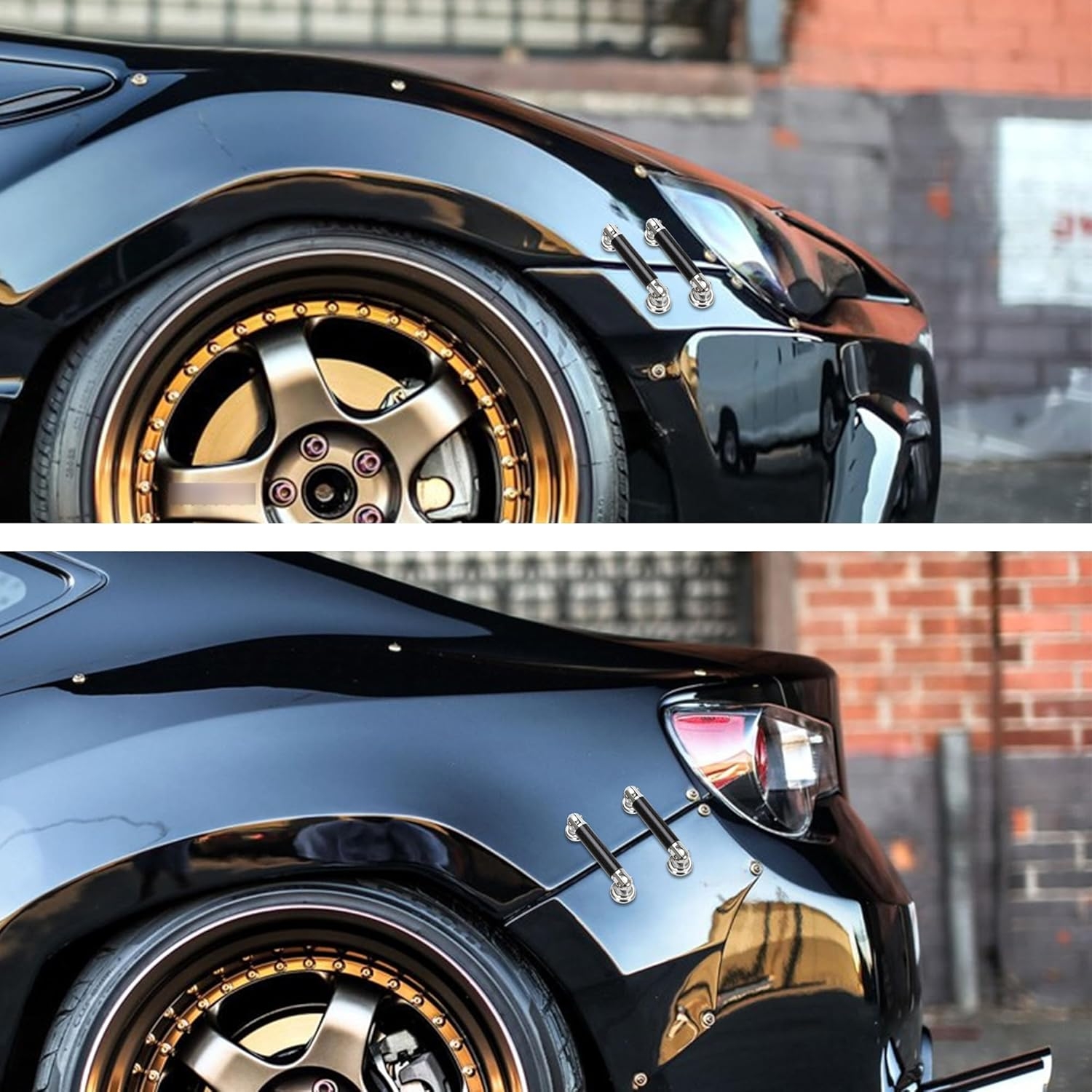 TOMALL 2 Pcs 45mm Car Adjustable Front/Rear Bumper Lip Splitter Support Strut Rod Carbon Fiber Red Universal Auto Bumper Fasteners Lever (Carbon Fiber Red) - Image 18