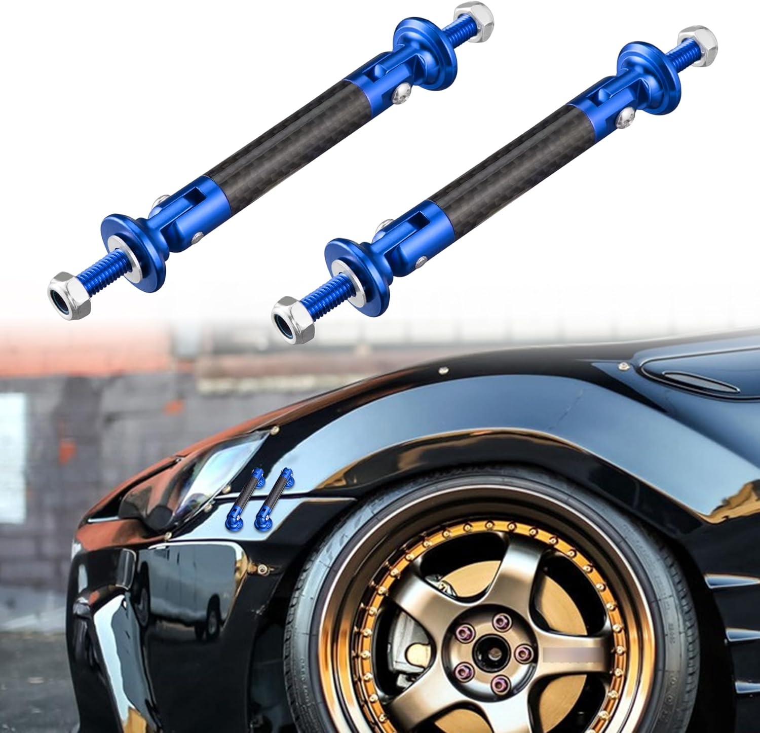 TOMALL 2 Pcs 45mm Car Adjustable Front/Rear Bumper Lip Splitter Support Strut Rod Carbon Fiber Red Universal Auto Bumper Fasteners Lever (Carbon Fiber Red) - Image 21