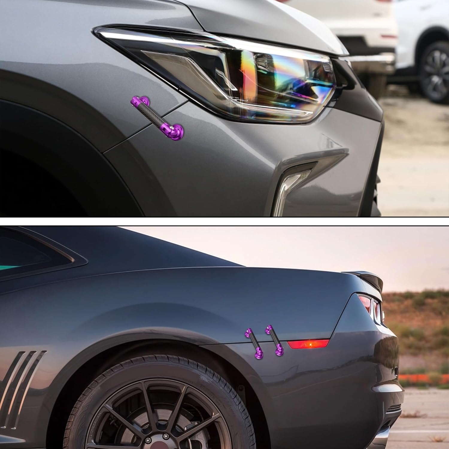 TOMALL 2 Pcs 45mm Car Adjustable Front/Rear Bumper Lip Splitter Support Strut Rod Carbon Fiber Red Universal Auto Bumper Fasteners Lever (Carbon Fiber Red) - Image 32