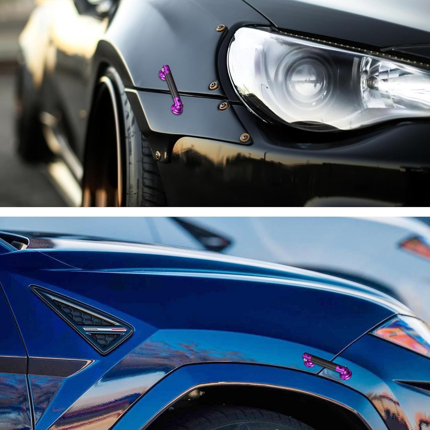 TOMALL 2 Pcs 45mm Car Adjustable Front/Rear Bumper Lip Splitter Support Strut Rod Carbon Fiber Red Universal Auto Bumper Fasteners Lever (Carbon Fiber Red) - Image 33