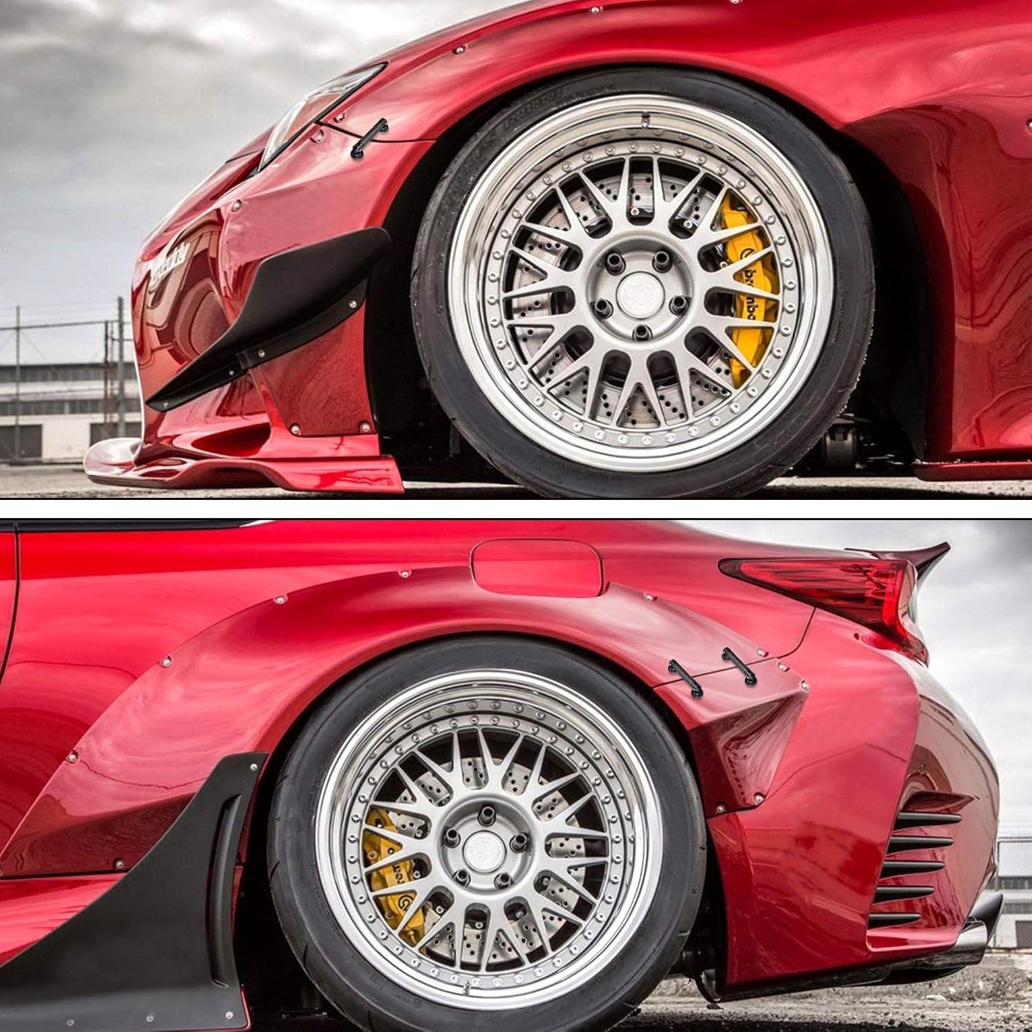 TOMALL 2 Pcs 45mm Car Adjustable Front/Rear Bumper Lip Splitter Support Strut Rod Carbon Fiber Red Universal Auto Bumper Fasteners Lever (Carbon Fiber Red) - Image 38