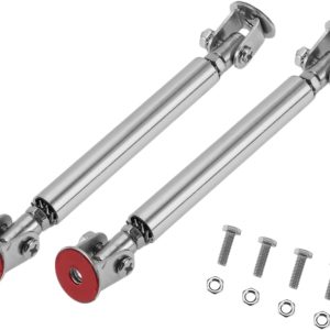 2pcs 7.5cm/2.95in Car Splitter Support Rods Adjustable Front Rear Bumper Lip Splitter Strut Support Bars Aluminum Alloy Silver Tone No Drilling Holes Stable