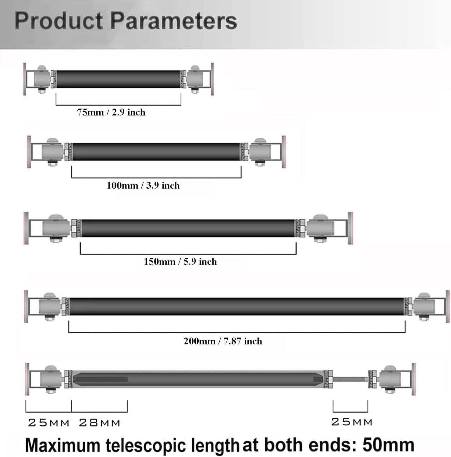 2PCS Front Bumper Lip Splitter Strut Rod Tie Bars Support Rod Adjustable Compatible with Most Vehicles 3''-8'' (Colorful, 7.5CM/2.9 inch) - Image 5