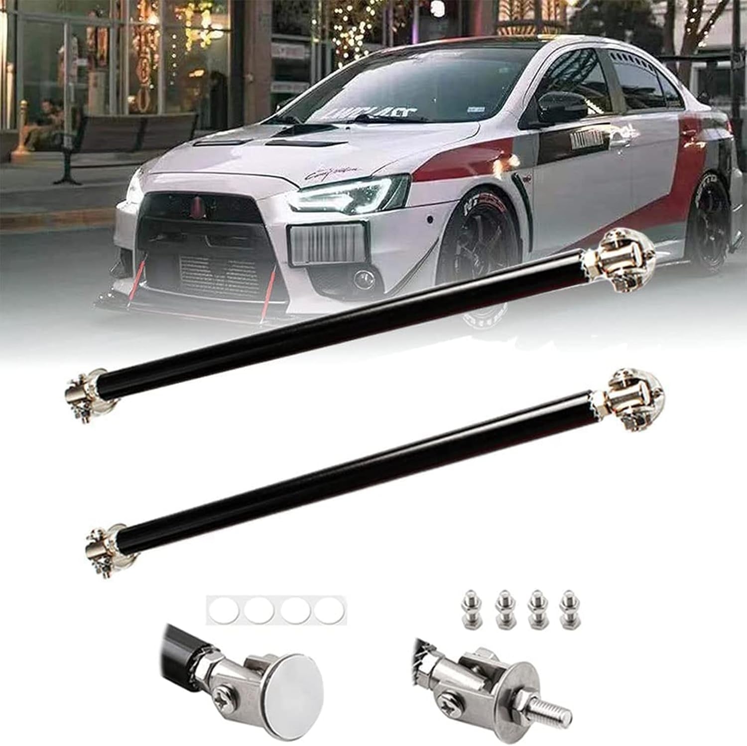2PCS Front Bumper Lip Splitter Strut Rod Tie Bars Support Rod Adjustable Compatible with Most Vehicles 3''-8'' (Colorful, 7.5CM/2.9 inch) - Image 8