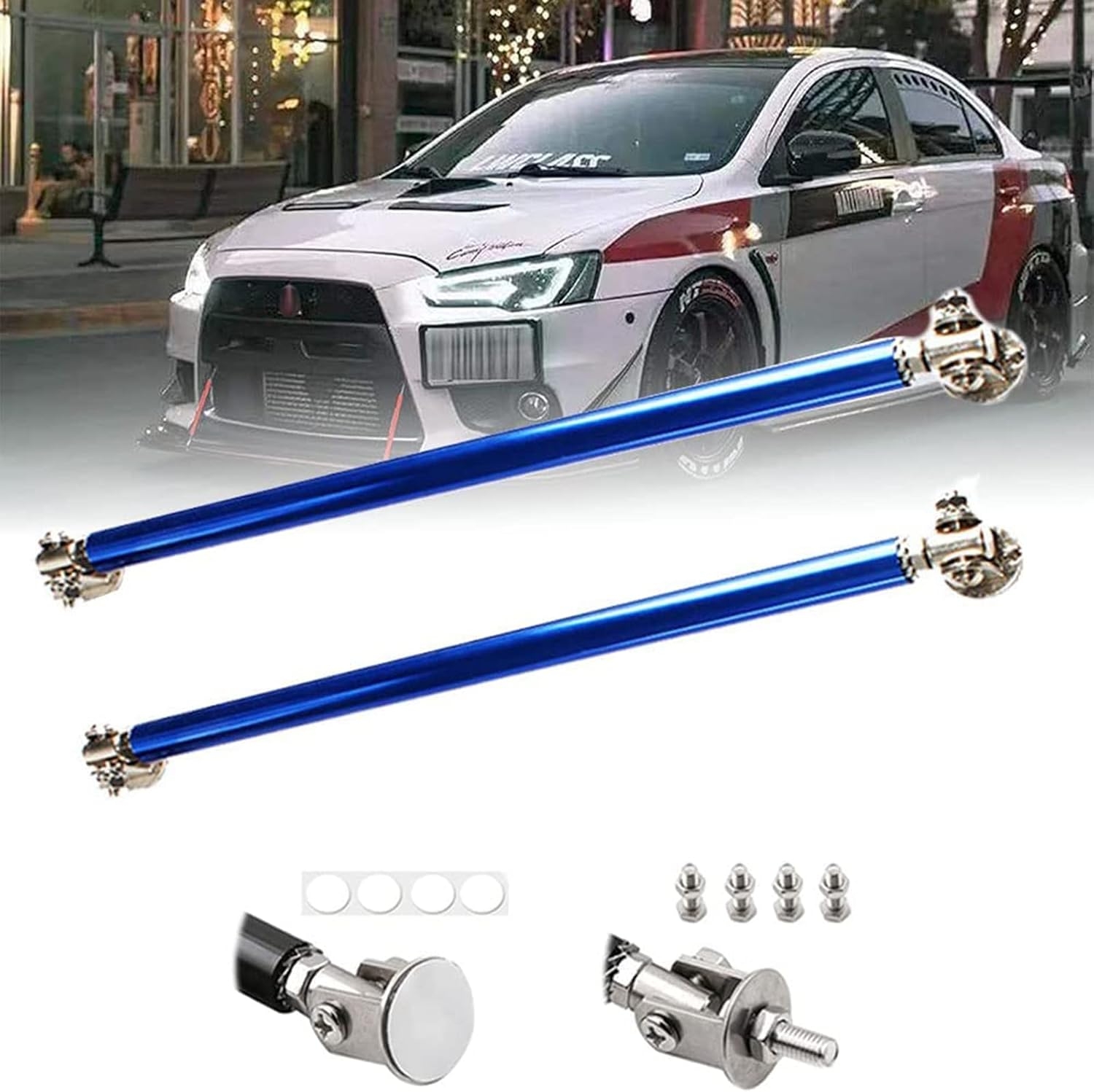 2PCS Front Bumper Lip Splitter Strut Rod Tie Bars Support Rod Adjustable Compatible with Most Vehicles 3''-8'' (Colorful, 7.5CM/2.9 inch) - Image 9