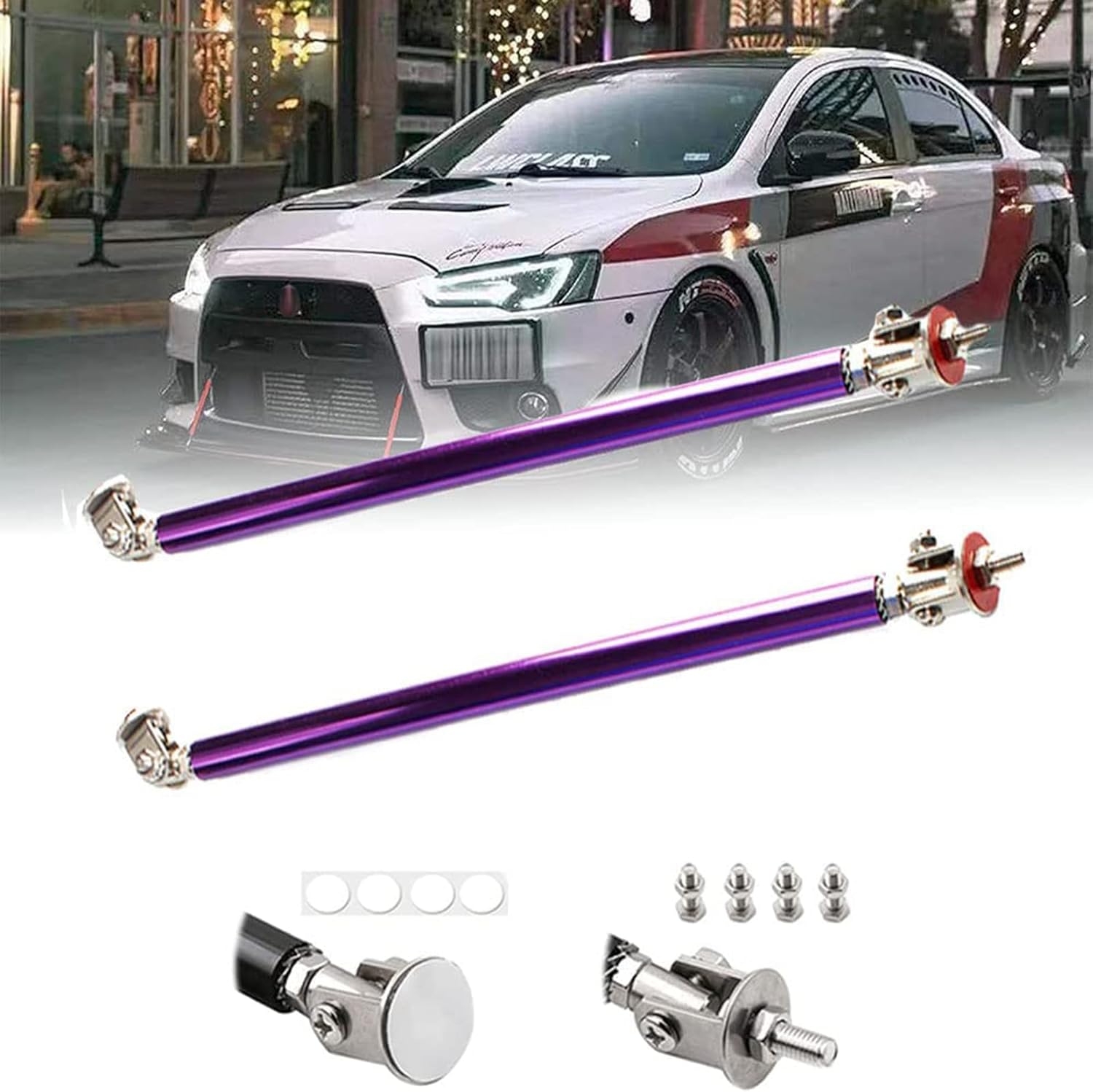 2PCS Front Bumper Lip Splitter Strut Rod Tie Bars Support Rod Adjustable Compatible with Most Vehicles 3''-8'' (Colorful, 7.5CM/2.9 inch) - Image 11