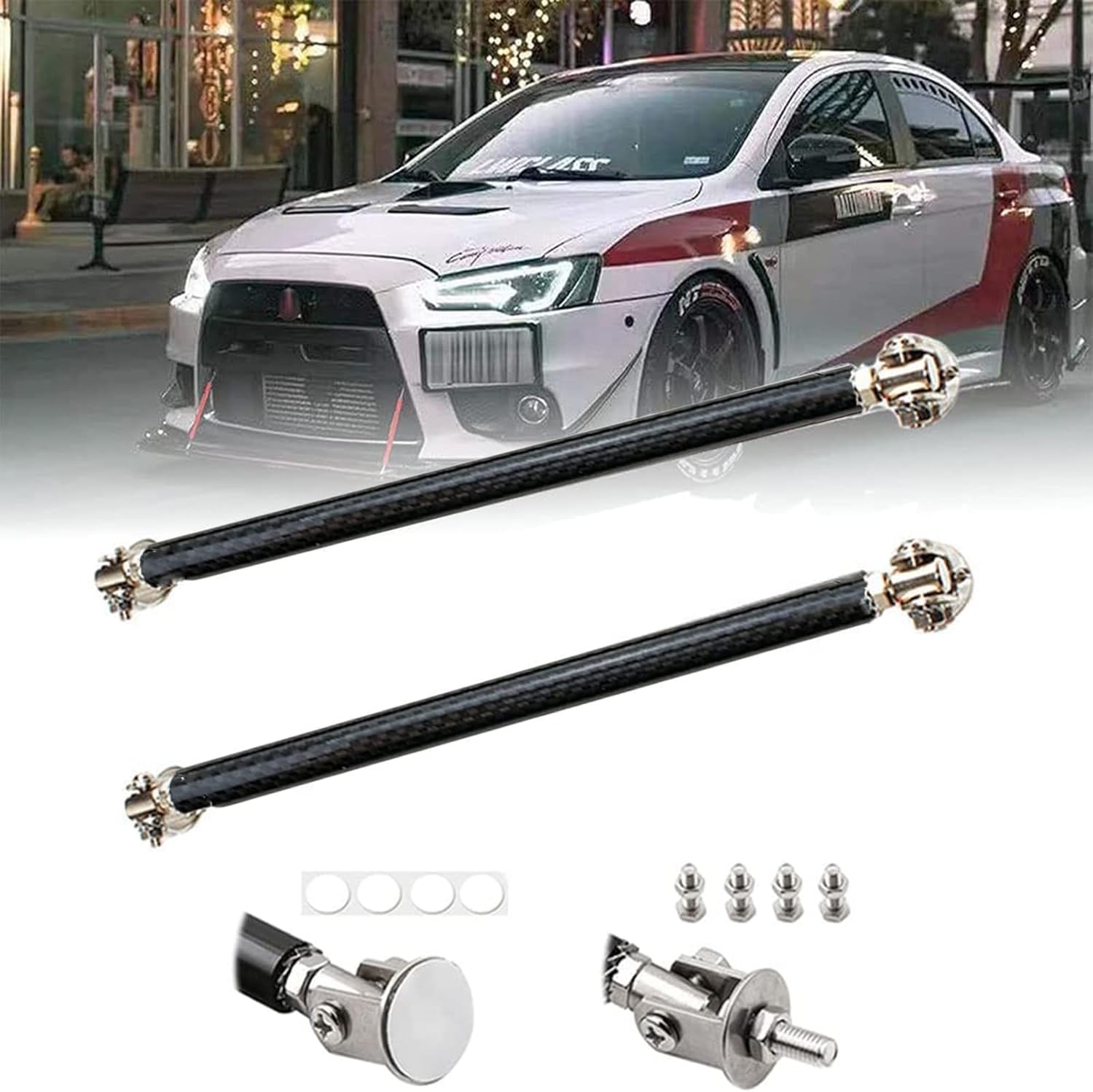 2PCS Front Bumper Lip Splitter Strut Rod Tie Bars Support Rod Adjustable Compatible with Most Vehicles 3''-8'' (Colorful, 7.5CM/2.9 inch) - Image 12