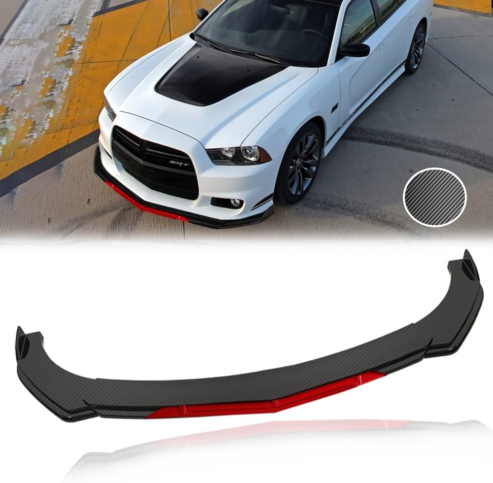 Front Splitter Lip, Front Bumper Lip, Universal Lip Protector Adjustable Body Kits Red Lip Splitter - Sharp Black,with Adjustable 8"-11" Support Rod(Red) - Image 13
