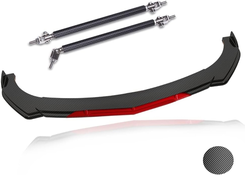 Front Splitter Lip, Front Bumper Lip, Universal Lip Protector Adjustable Body Kits Red Lip Splitter - Sharp Black,with Adjustable 8"-11" Support Rod(Red) - Image 14