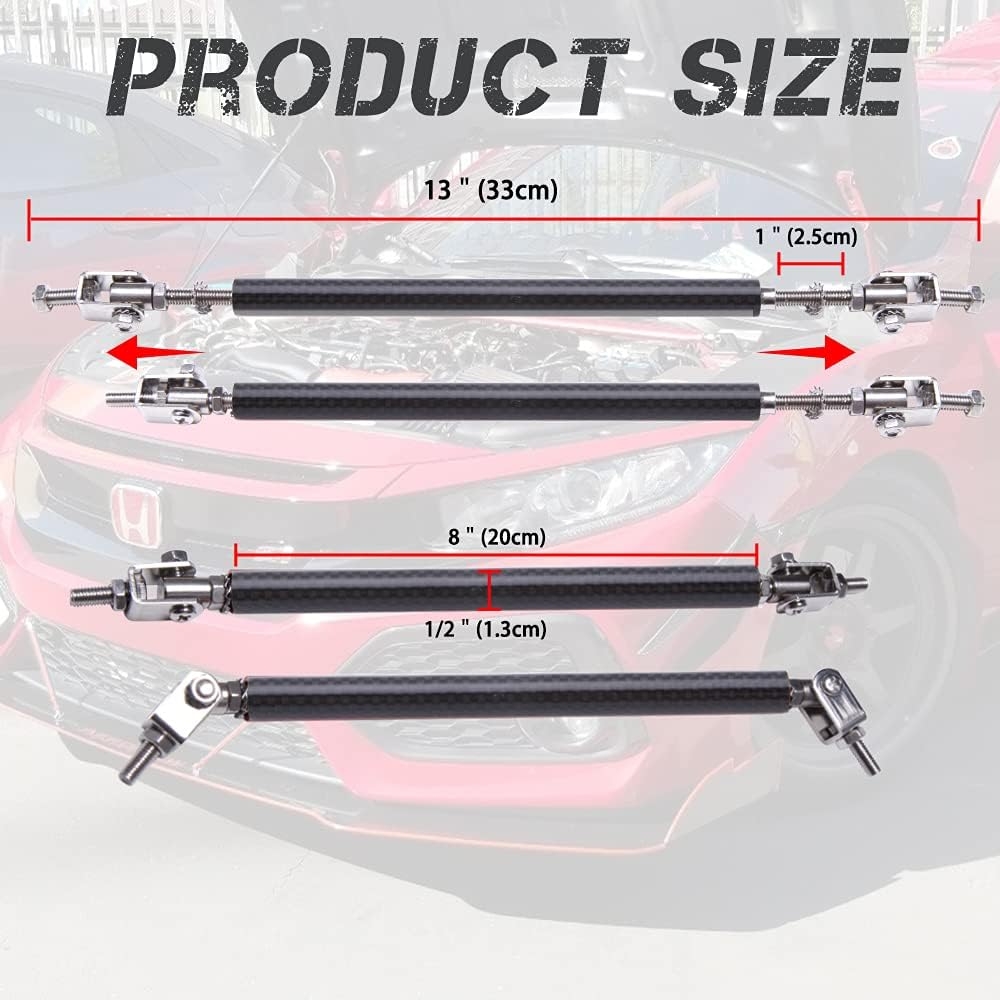 Front Splitter Lip, Front Bumper Lip, Universal Lip Protector Adjustable Body Kits Red Lip Splitter - Sharp Black,with Adjustable 8"-11" Support Rod(Red) - Image 17