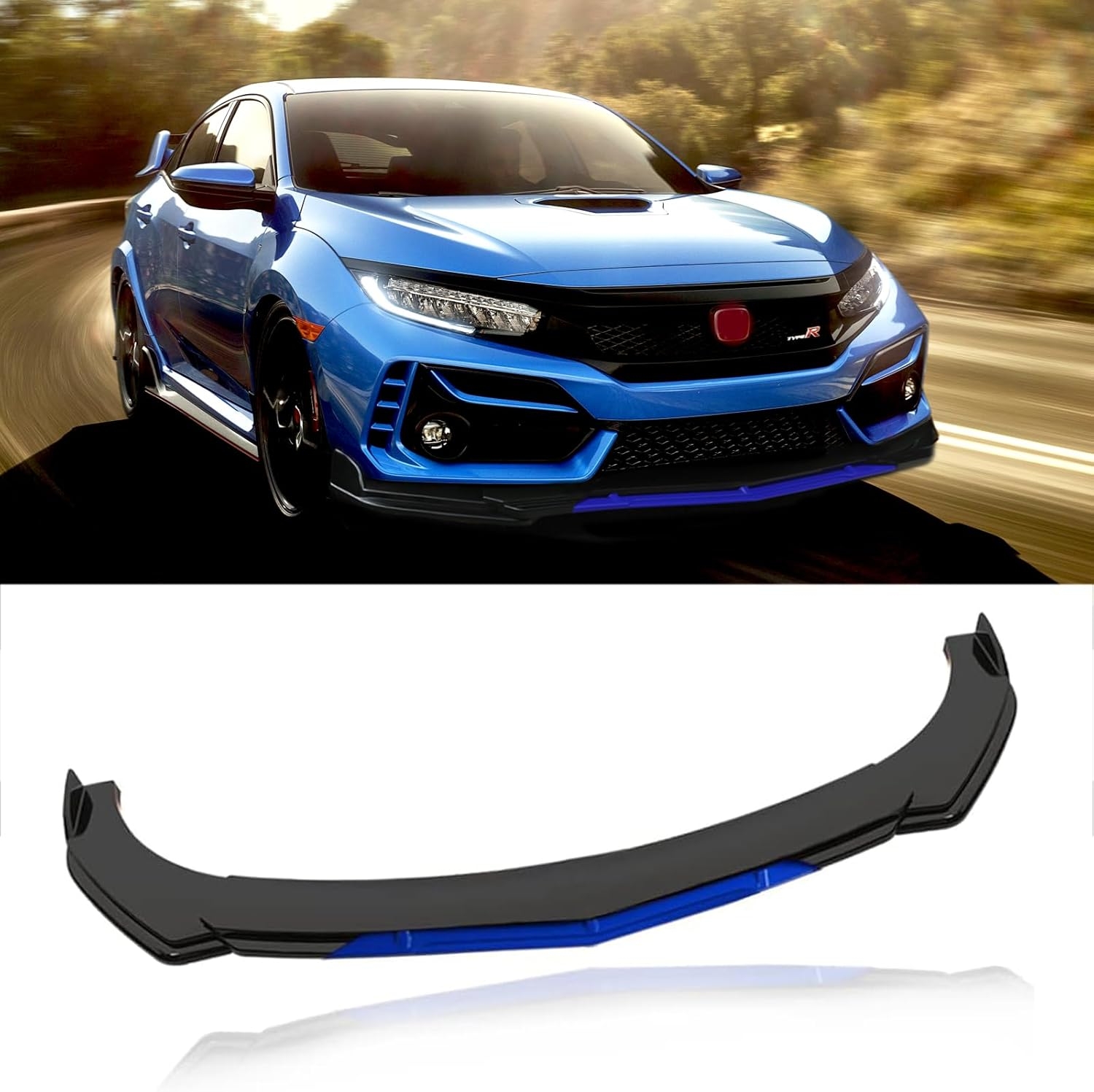 Front Splitter Lip, Front Bumper Lip, Universal Lip Protector Adjustable Body Kits Red Lip Splitter - Sharp Black,with Adjustable 8"-11" Support Rod(Red) - Image 18