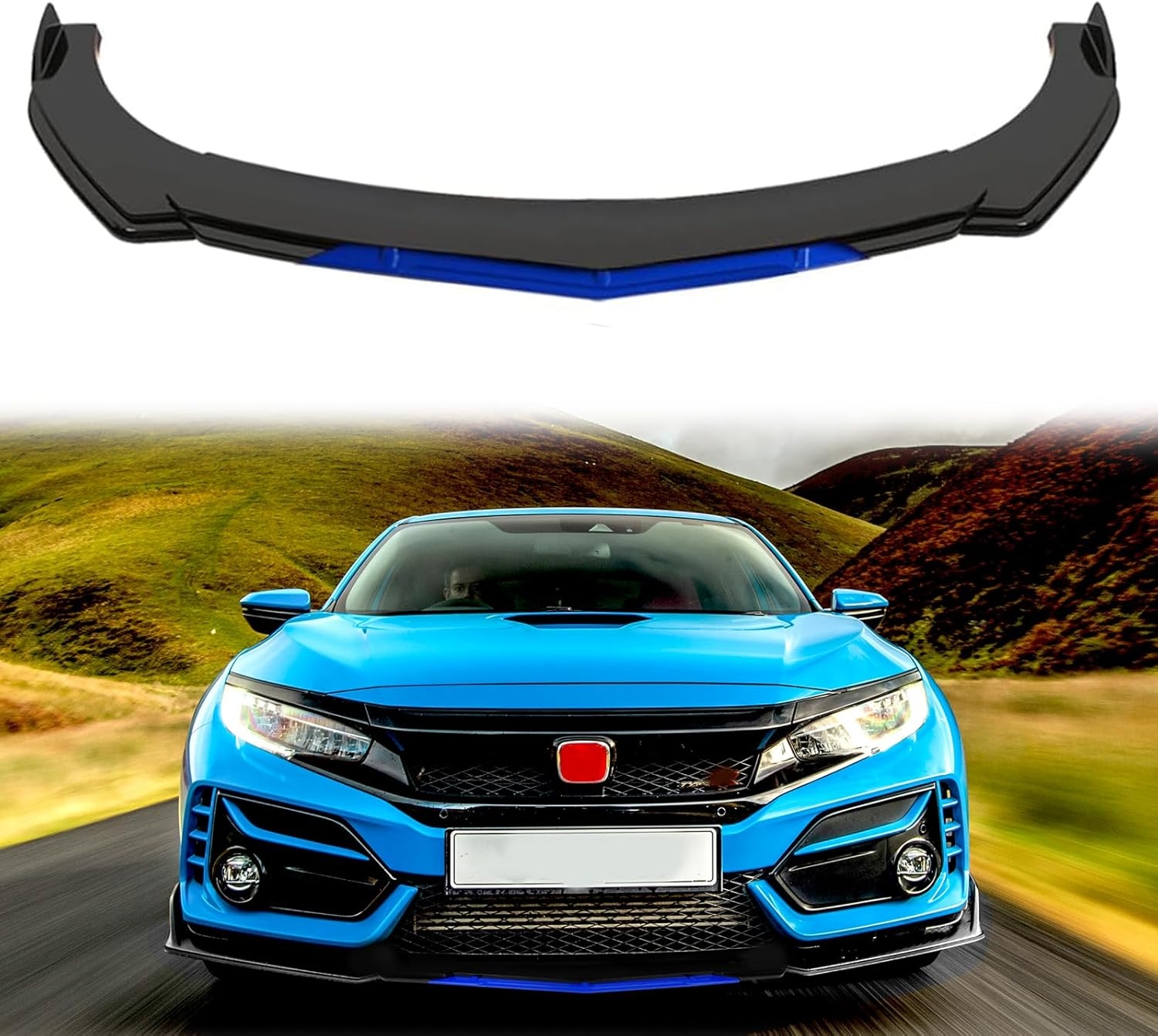 Front Splitter Lip, Front Bumper Lip, Universal Lip Protector Adjustable Body Kits Red Lip Splitter - Sharp Black,with Adjustable 8"-11" Support Rod(Red) - Image 19