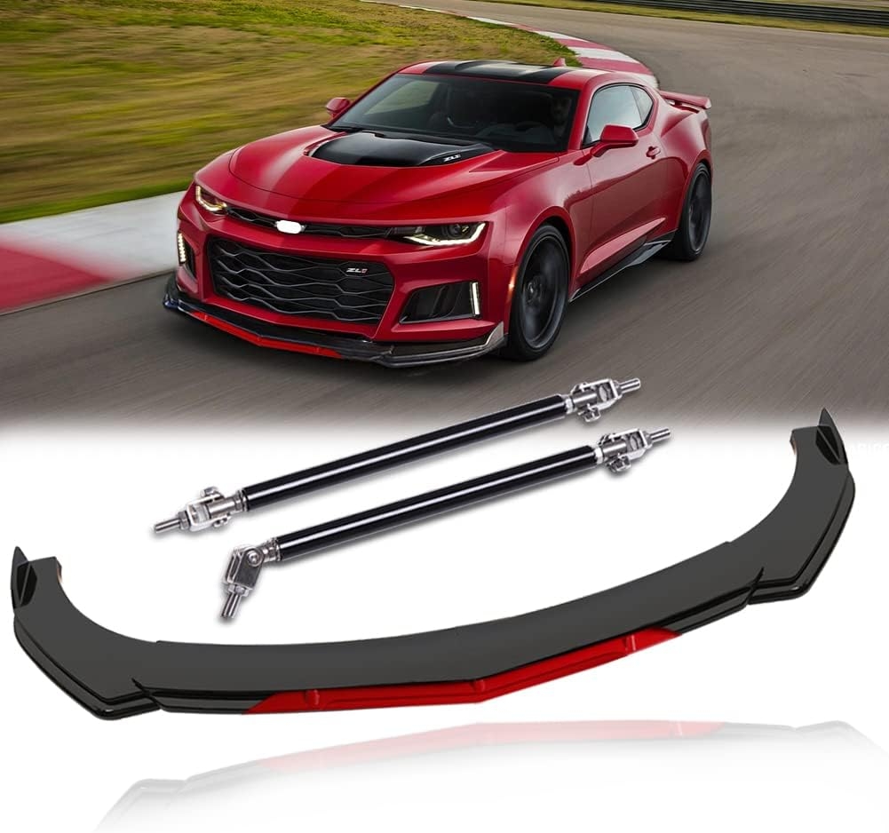 Front Splitter Lip, Front Bumper Lip, Universal Lip Protector Adjustable Body Kits Red Lip Splitter - Sharp Black,with Adjustable 8"-11" Support Rod(Red) - Image 24