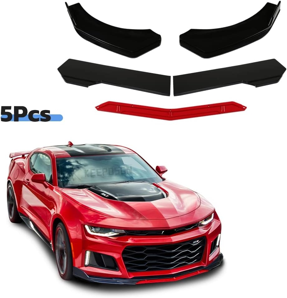 Front Splitter Lip, Front Bumper Lip, Universal Lip Protector Adjustable Body Kits Red Lip Splitter - Sharp Black,with Adjustable 8"-11" Support Rod(Red) - Image 25