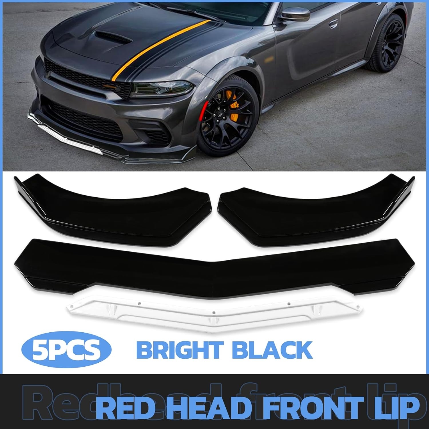 Front Splitter Lip, Front Bumper Lip, Universal Lip Protector Adjustable Body Kits Red Lip Splitter - Sharp Black,with Adjustable 8"-11" Support Rod(Red) - Image 32