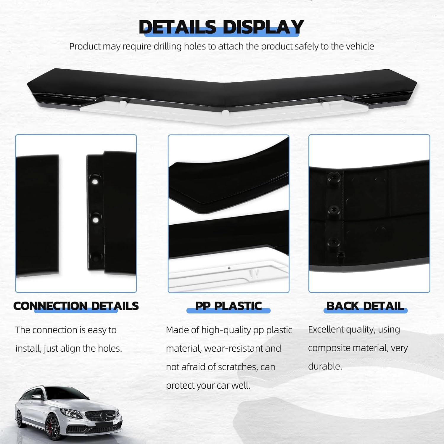 Front Splitter Lip, Front Bumper Lip, Universal Lip Protector Adjustable Body Kits Red Lip Splitter - Sharp Black,with Adjustable 8"-11" Support Rod(Red) - Image 33