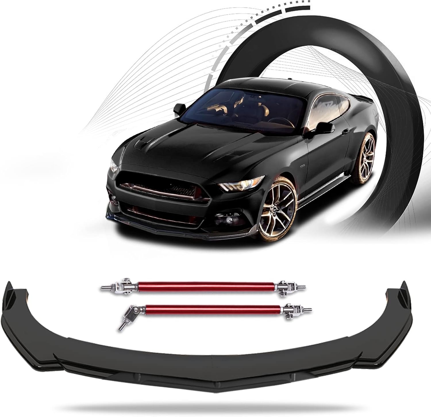 Front Splitter Lip, Front Bumper Lip, Universal Lip Protector Adjustable Body Kits Red Lip Splitter - Sharp Black,with Adjustable 8"-11" Support Rod(Red) - Image 45