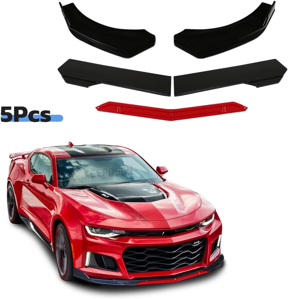 Front Splitter Lip, Front Bumper Lip, Universal Lip Protector Adjustable Body Kits Red Lip Splitter - Sharp Black,with Adjustable 8"-11" Support Rod(Red) - Image 55