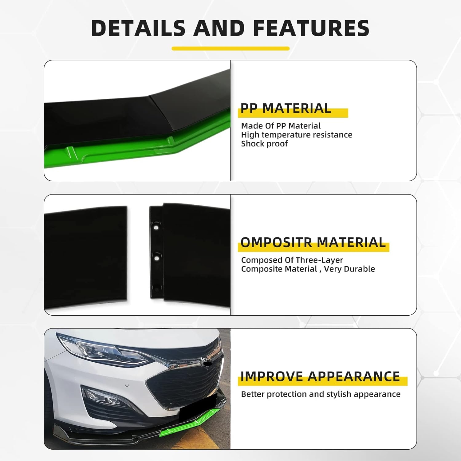 Front Splitter Lip, Front Bumper Lip, Universal Lip Protector Adjustable Body Kits Red Lip Splitter - Sharp Black,with Adjustable 8"-11" Support Rod(Red) - Image 73