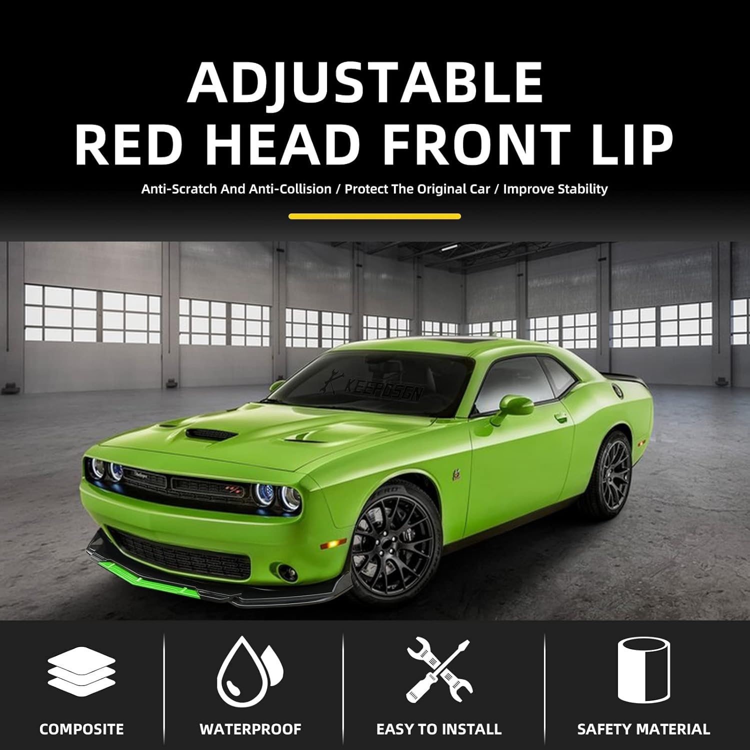 Front Splitter Lip, Front Bumper Lip, Universal Lip Protector Adjustable Body Kits Red Lip Splitter - Sharp Black,with Adjustable 8"-11" Support Rod(Red) - Image 75