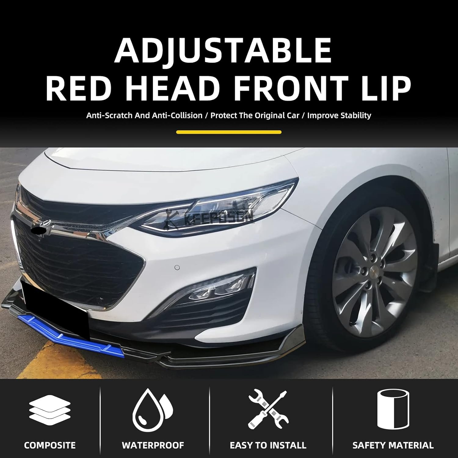 Front Splitter Lip, Front Bumper Lip, Universal Lip Protector Adjustable Body Kits Red Lip Splitter - Sharp Black,with Adjustable 8"-11" Support Rod(Red) - Image 79