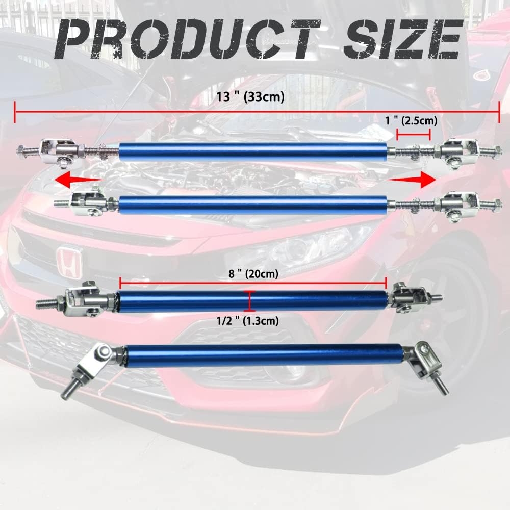 Front Splitter Lip, Front Bumper Lip, Universal Lip Protector Adjustable Body Kits Red Lip Splitter - Sharp Black,with Adjustable 8"-11" Support Rod(Red) - Image 80