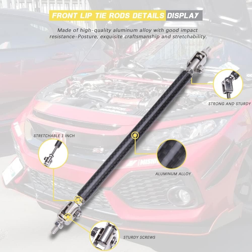 Front Splitter Lip, Front Bumper Lip, Universal Lip Protector Adjustable Body Kits Red Lip Splitter - Sharp Black,with Adjustable 8"-11" Support Rod(Red) - Image 83