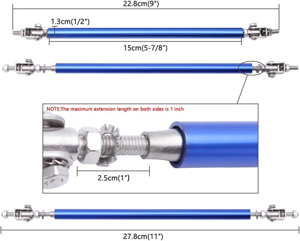 Front Splitter Lip, Front Bumper Lip, Universal Lip Protector Adjustable Body Kits Red Lip Splitter - Sharp Black,with Adjustable 8"-11" Support Rod(Red) - Image 85