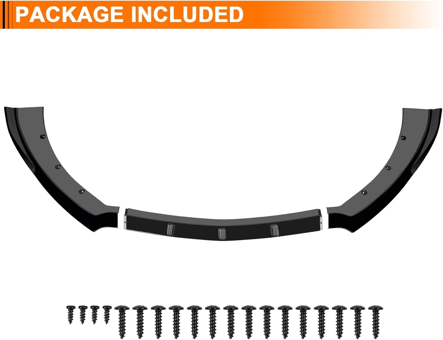 Car Front Spoiler Compatible with Ford Mustang 2015 2016 2017,ABS Front Bumper Lip Body Kit Spoiler,3pcs Glossy Black Car Splitter - Image 6