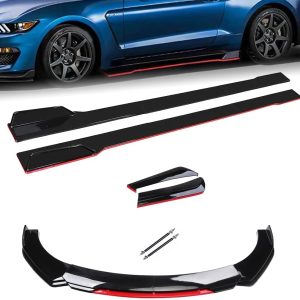Universal Car Body Kit – Front Bumper Lip Spoiler Splitter Air Dam, Side Skirt Extensions, Rear Diffuser | Fits 69″-73″ Wide Cars