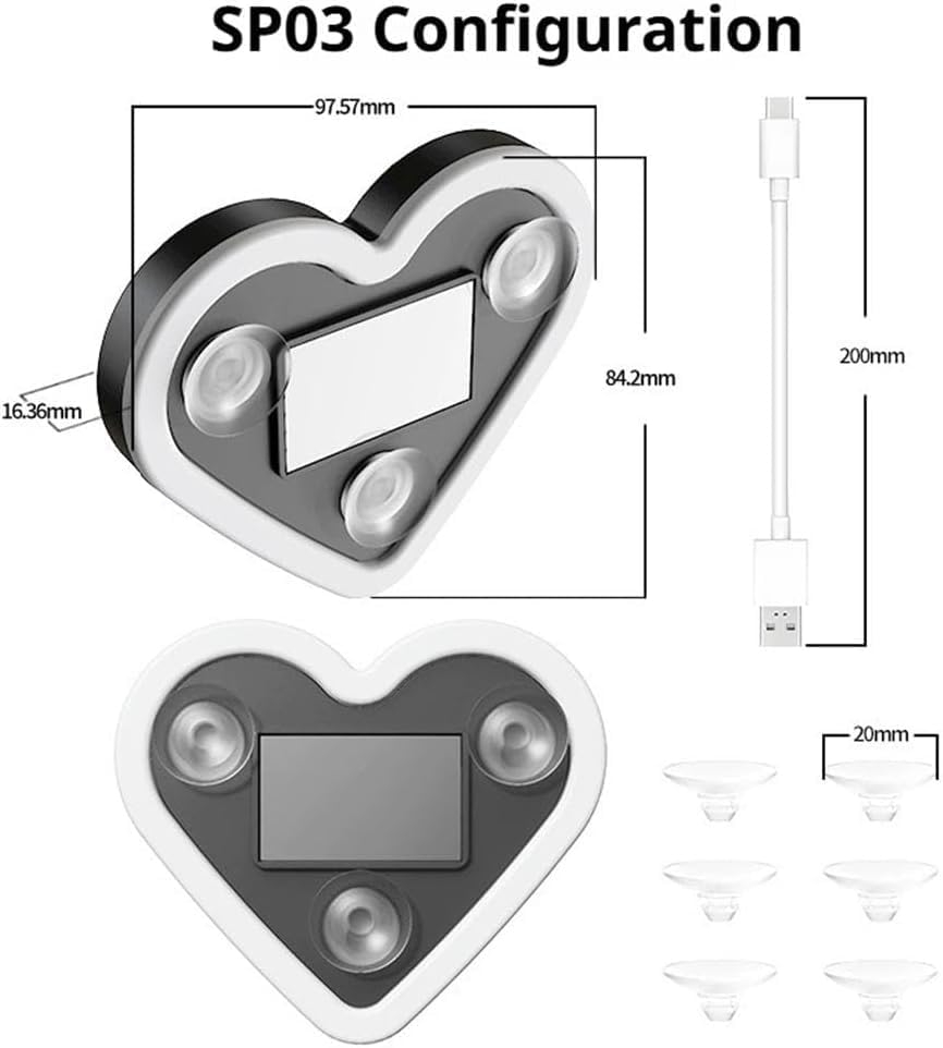 Car LED Ambient Light - Solar-Powered Heart-Shaped LED Neon Light, with Three Suction Cups, Five Lighting Adjustments, Waterproof ABS Material, for Cars (Red,2pcs) - Image 6